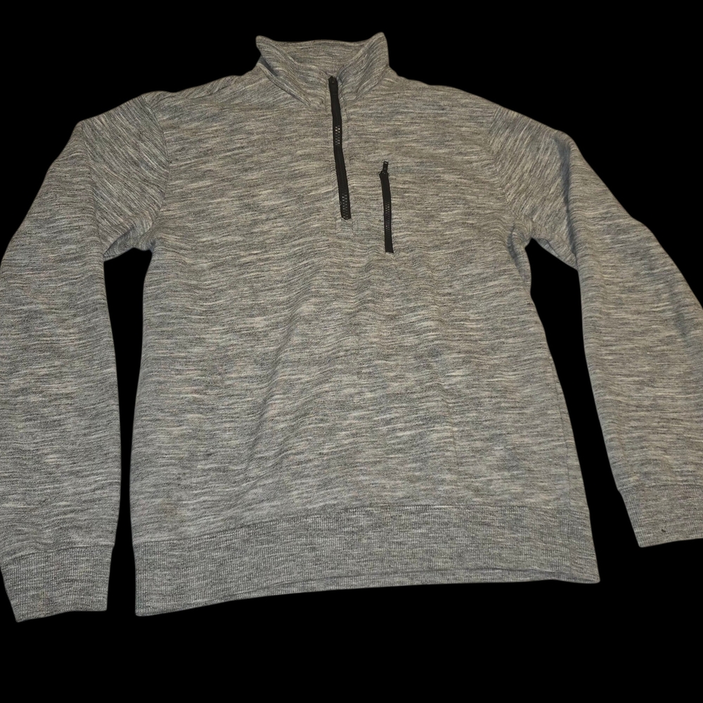 DiP Womens Heather Gray Zip-Up Sweater